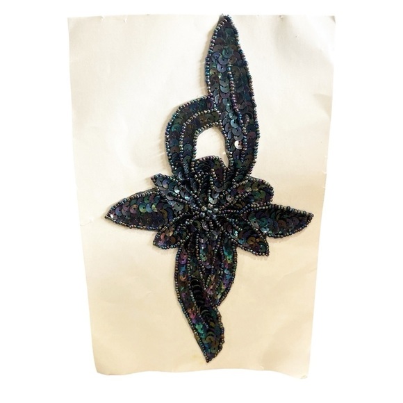 Karla Jordan Kollections FLORAL Sequin Beaded Appliqué Removable Adhesive VTG - Picture 5 of 5